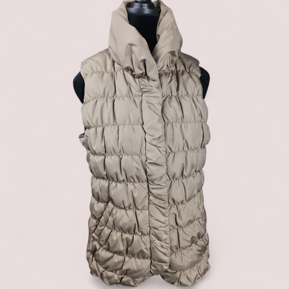 COLDWATER CREEK | Classic Minimalist Beige Down Feather Filled Puffer Vest | M